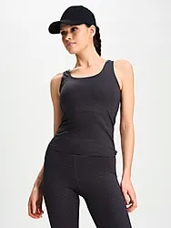 W SOFT FITNESS SINGLET - BLACK LOGO Model01 Small1x1