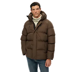 M Hooded 5 Baffle Sports Puffer - Slate Brown Model01 Small1x1