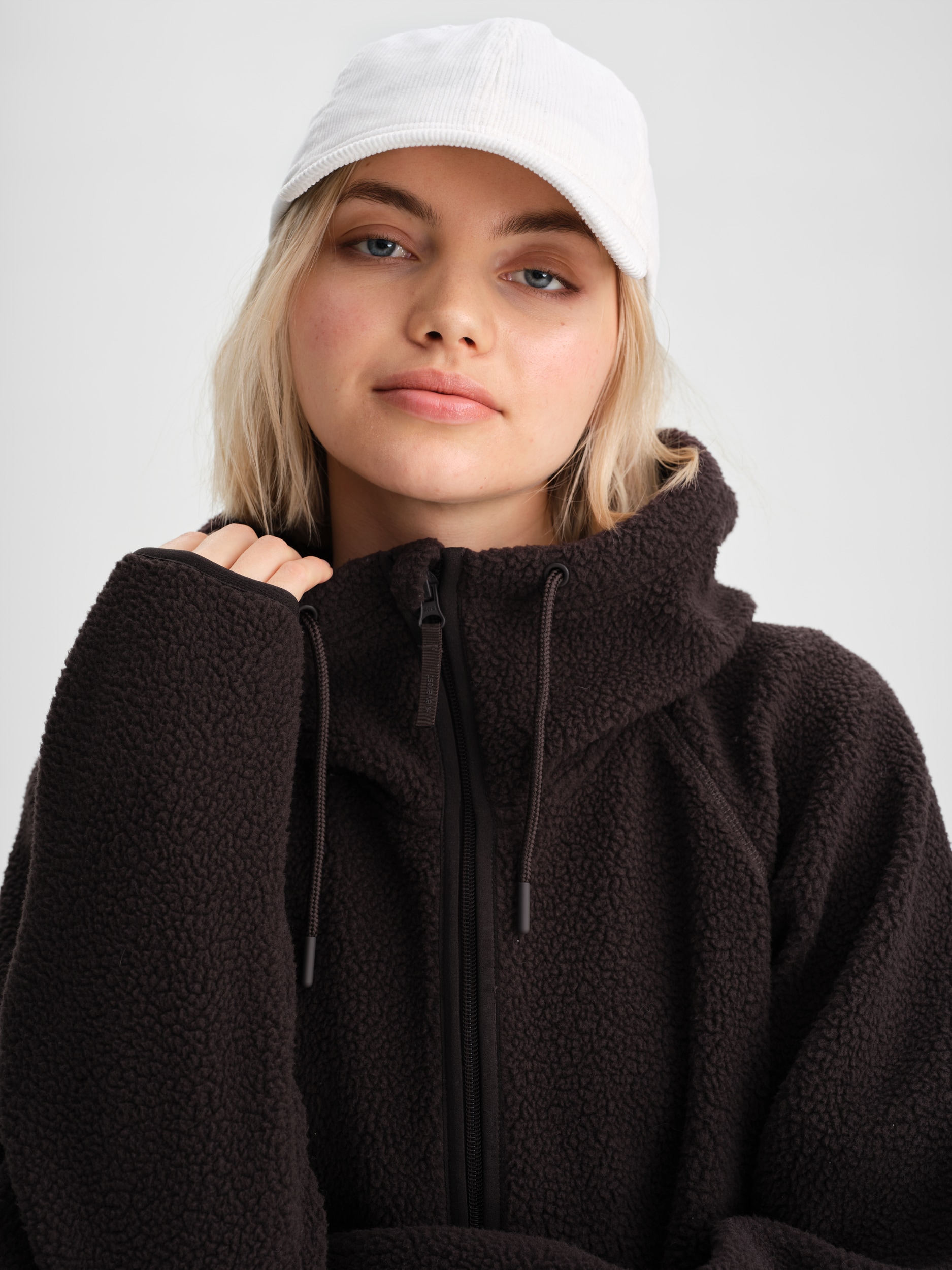 EVEREST, Pile Long Hood, l&aring;ng fleecetr&ouml;ja, dam