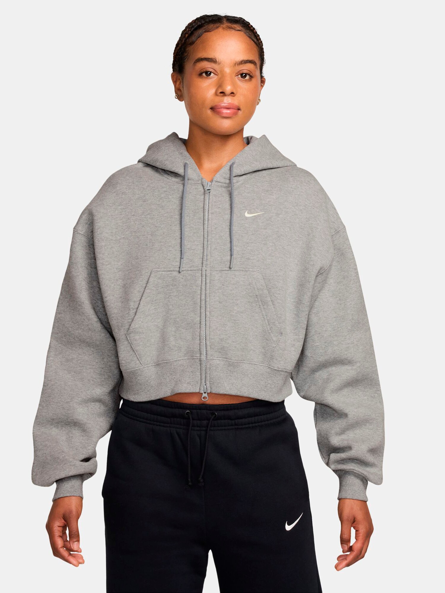 
NIKE, 
W STUDIO FLEECE OVERSIZE CROP FZ HOOD, 
Detail 1

