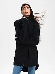W PILE LONG SHIRT - BLACK Model01 Small1x1
