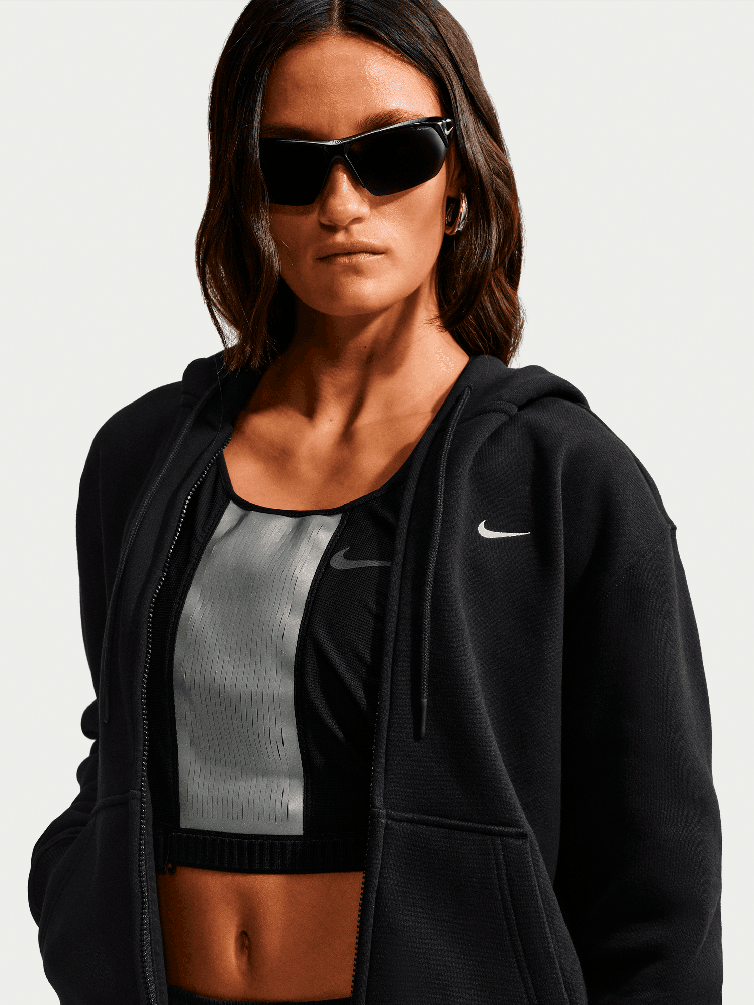 NIKE, W STUDIO FLEECE FULL-ZIP HOODIE