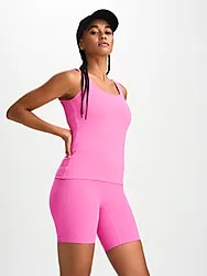 W SOFT FITNESS SINGLET - PINK GLO Model01 Small1x1