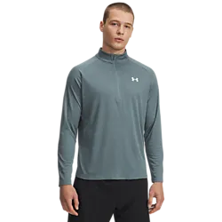 Ua Tech Textured ½ Zip - Jasper Blue Model01 Small1x1