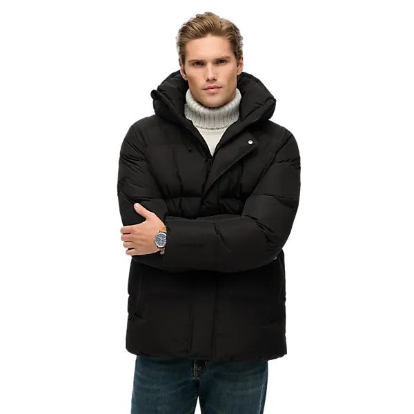 SUPERDRY Спортивный пуховик M с капюшоном и 5 перегородками