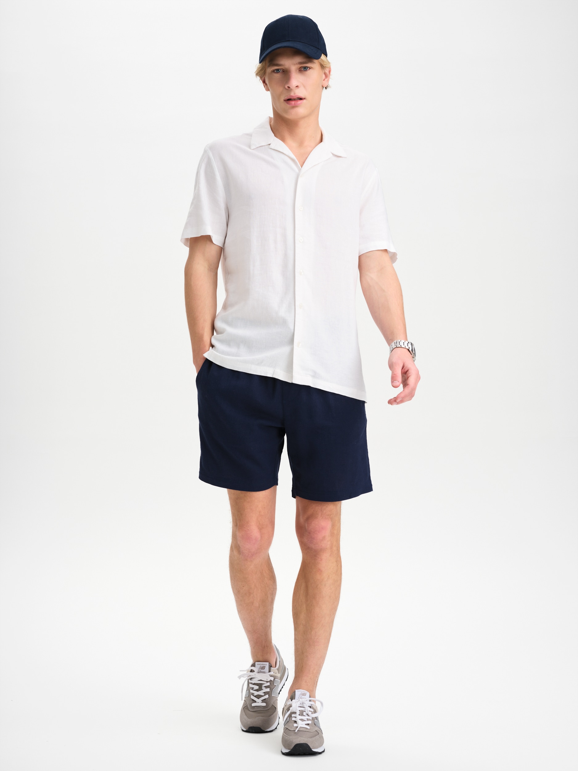 RACE MARINE, M COAST LINEN SHORTS