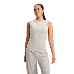 W Soft Square Singlet - Grey Beige Model01 Small1x1