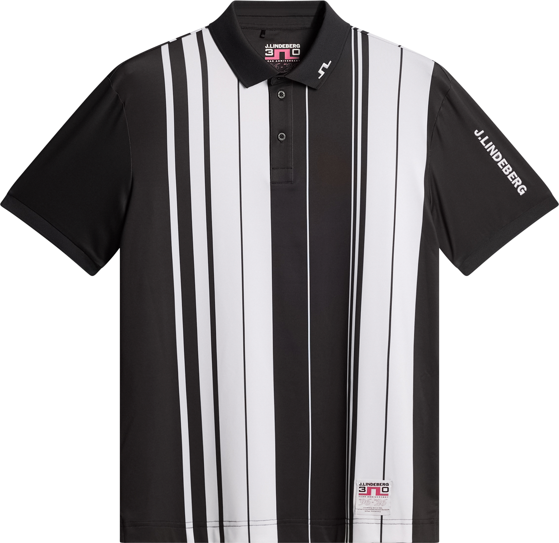 J LINDEBERG, 30Y TOUR TECH STRIPED POLO