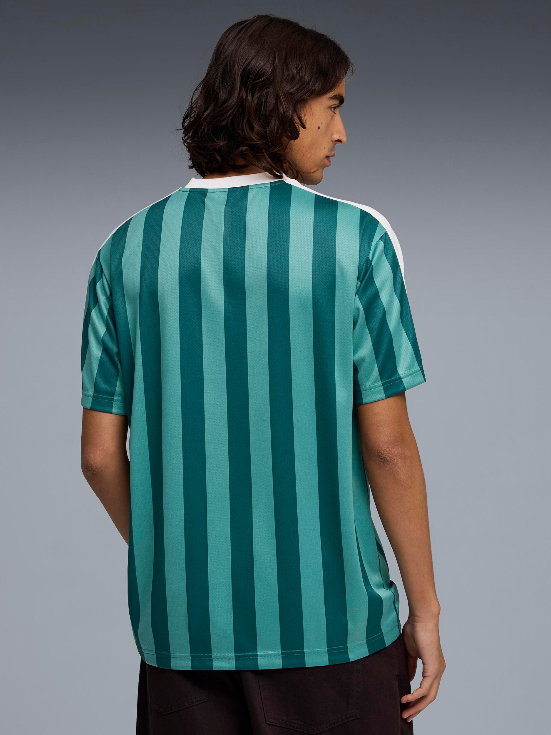 PUMA, M ESS RELAXED STRIPED FOOTBALL JERSEY