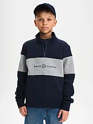 J RACE HALF ZIP - NAVY/GREY MELANGE Model01 Small1x1