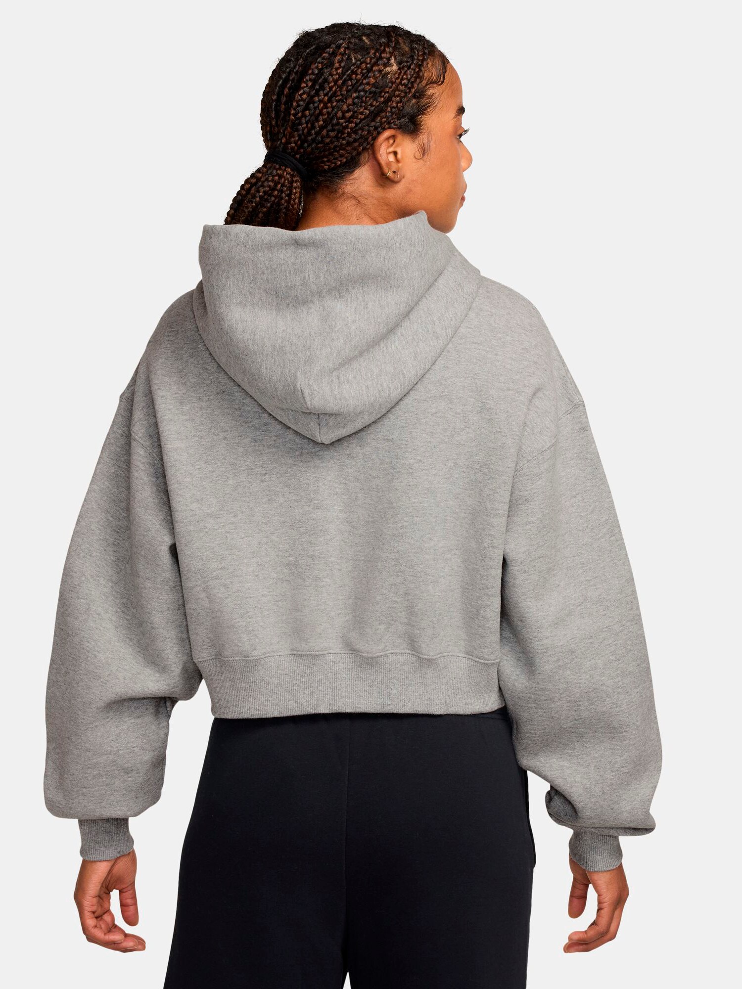 NIKE, W STUDIO FLEECE OVERSIZE CROP FZ HOOD