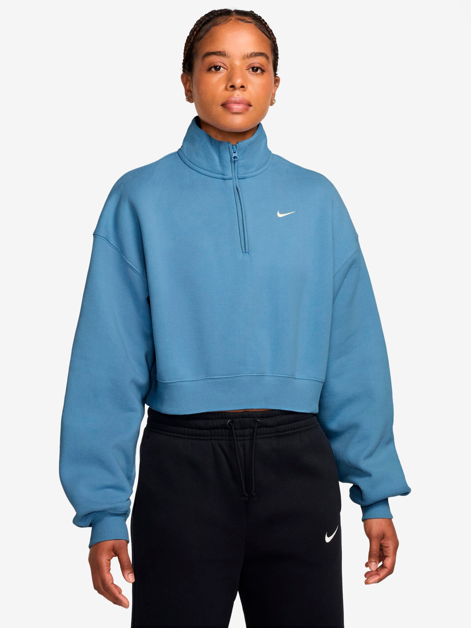 
NIKE, 
W STUDIO FLEECE OVERSIZE 1/4-ZIP CROP TOP, 
Detail 1
