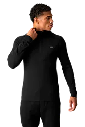 M Essential Seamless ¼ Zip Long Sleeve - Black Model01 Small1x1