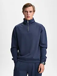M SOFT HALF ZIP - BLUE INDIGO Model01 Small1x1