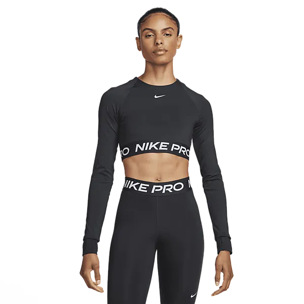 NIKE Женский укороченный топ с длинными рукавами для дри-фита Pro
