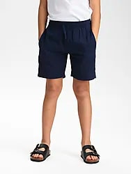 J COAST LINEN SHORTS - NAVY Model01 Small1x1