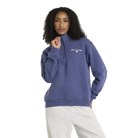 399657103101 NEW BALANCE W Reimagined Fleece Half Zip 399657103101 NEW BALANCE W Reimagined Fleece Half Zip Model01 Detail