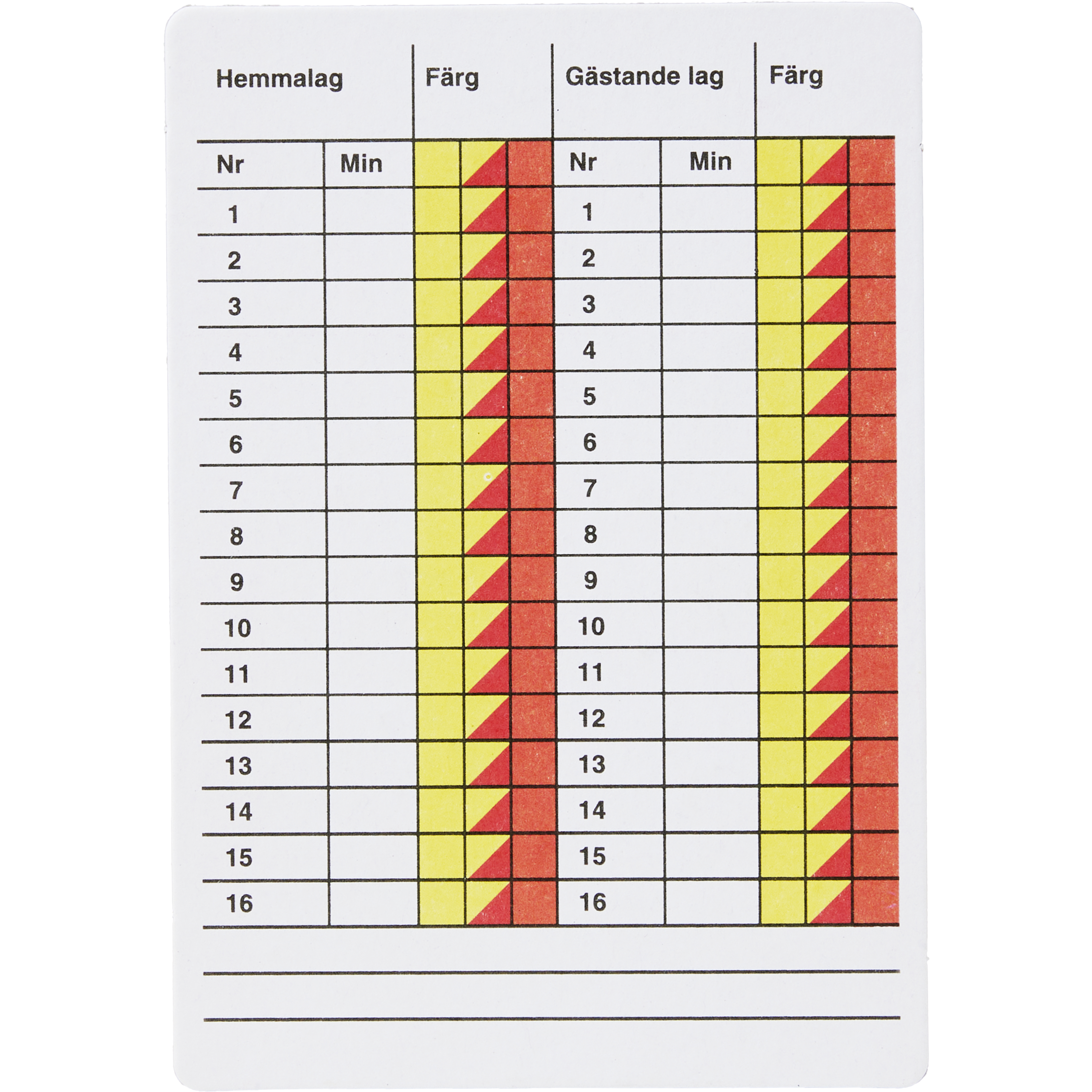 PRO MATCH, Referee Match Cards
