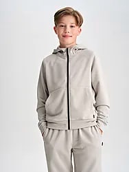 J Power Zip Hood - Grey Beige Model01 Small1x1