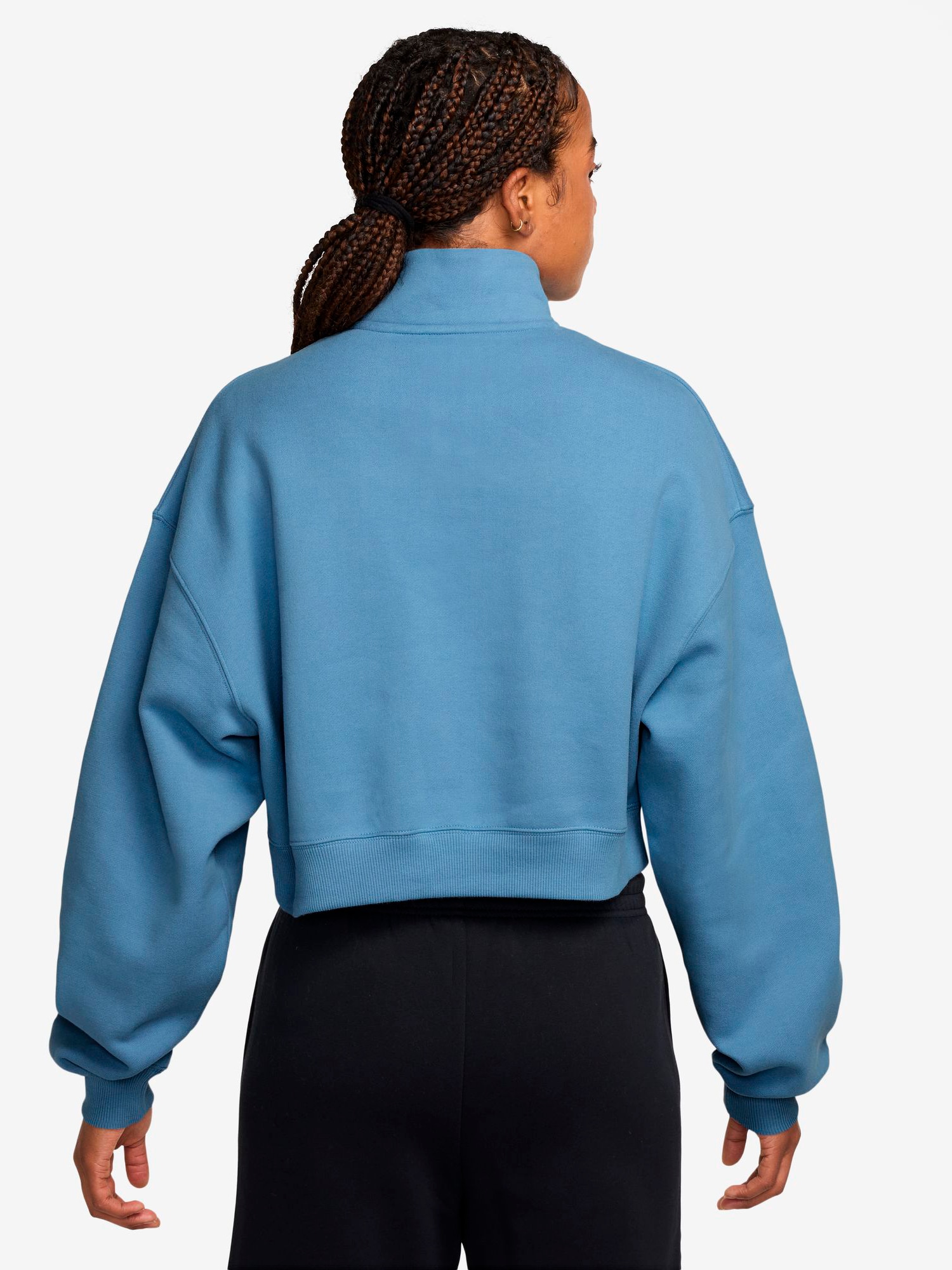 NIKE, W STUDIO FLEECE OVERSIZE 1/4-ZIP CROP TOP