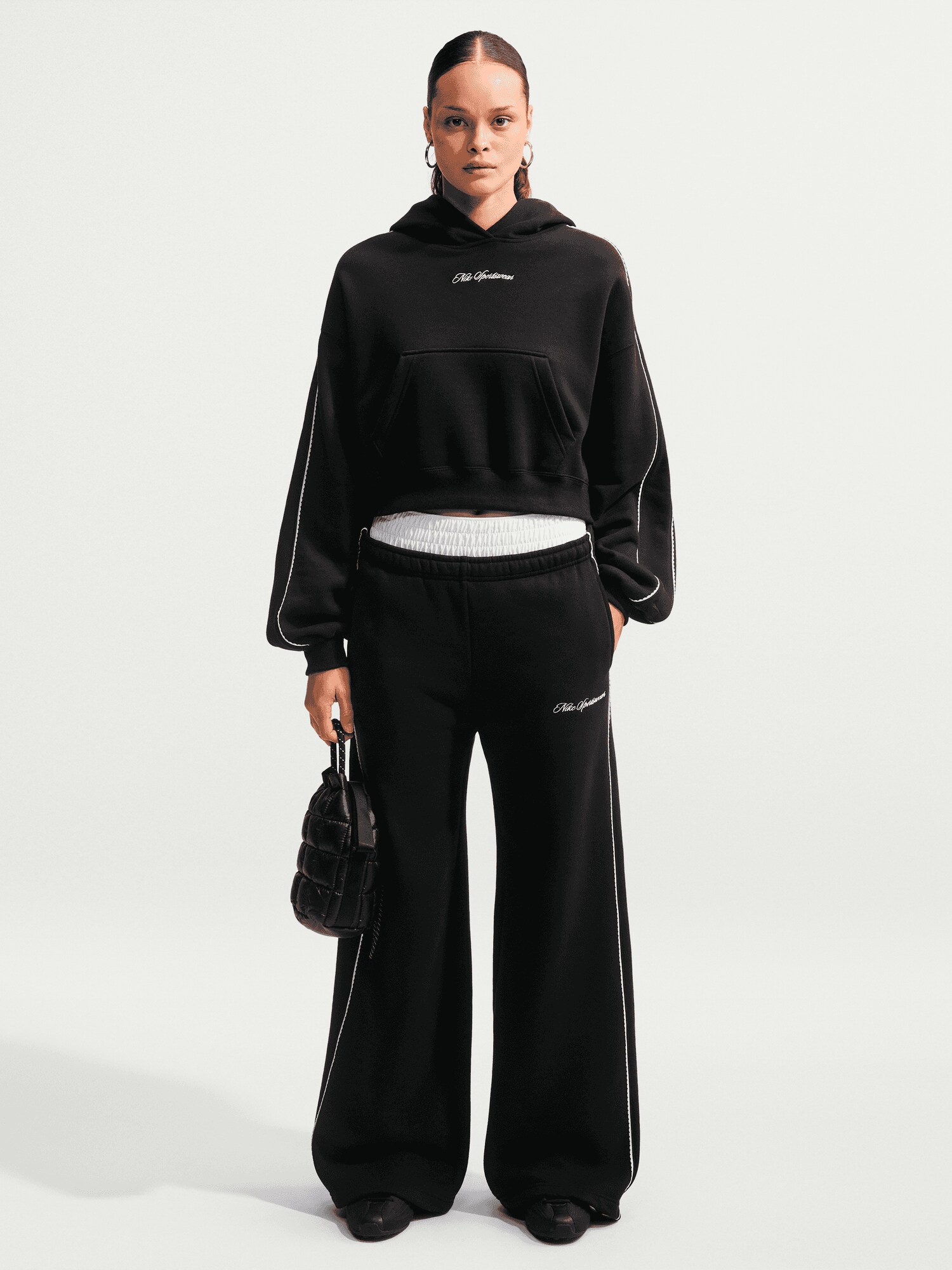 NIKE, W STUDIO FLEECE OVERSIZE SCALLOP-TRIM HOODIE