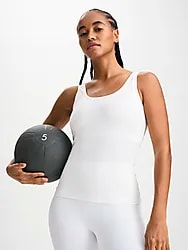 W SOFT FITNESS SINGLET - SOFT WHITE Model01 Small1x1