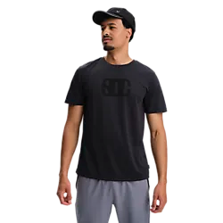 M Run Graphic Mesh Tee - Nearly Black Model01 Small1x1