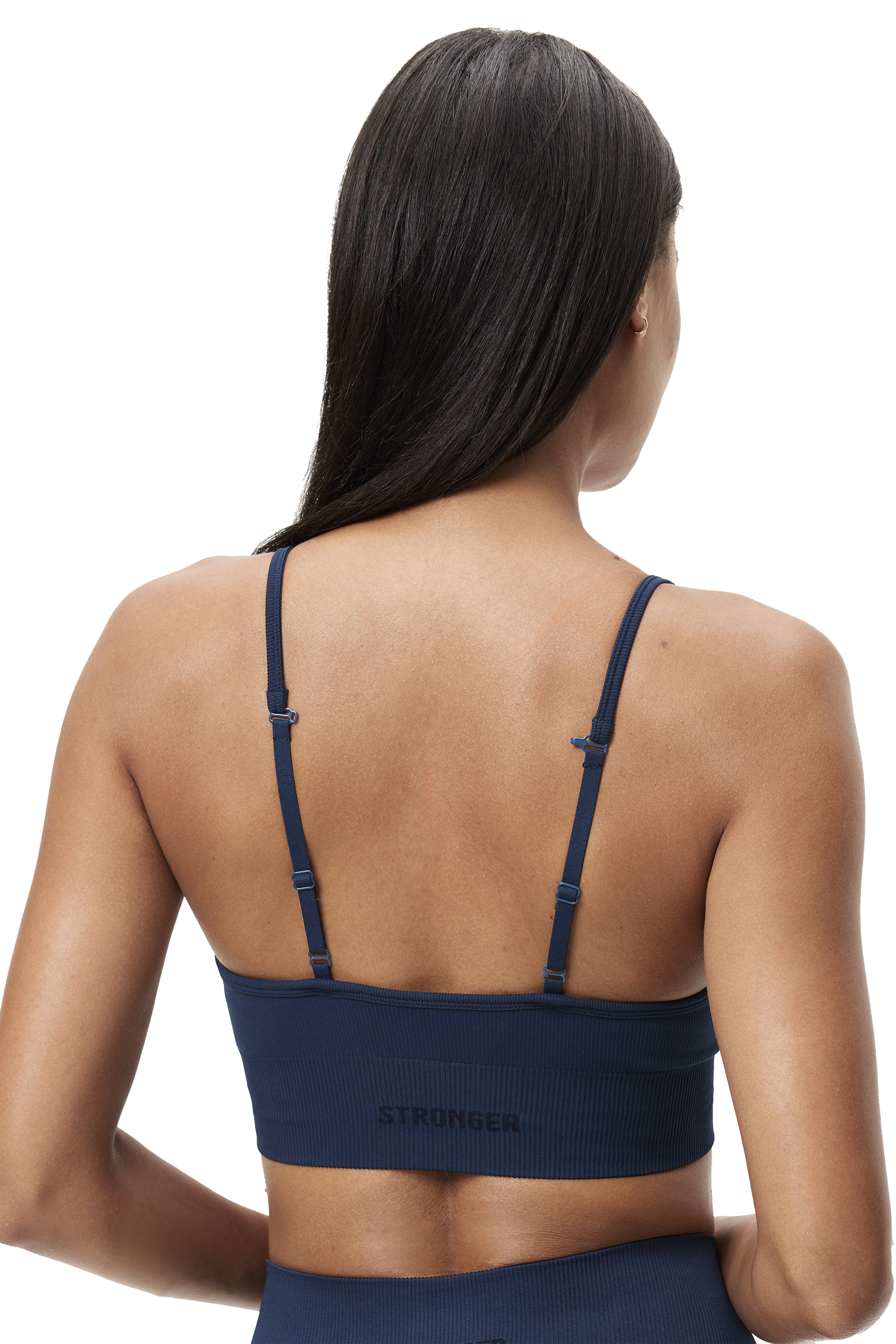 STRONGER, SEAMLESS RIBBED STRAP SPORTS BRA