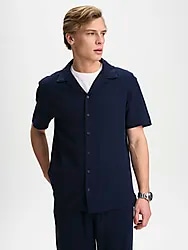 M COAST LINEN SHIRT - NAVY Model01 Small1x1