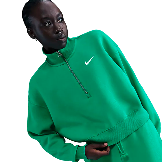 395319105102 NIKE W Phoenix Flc Qz Crop 395319105102 NIKE W Phoenix Flc Qz Crop Model01 Detail