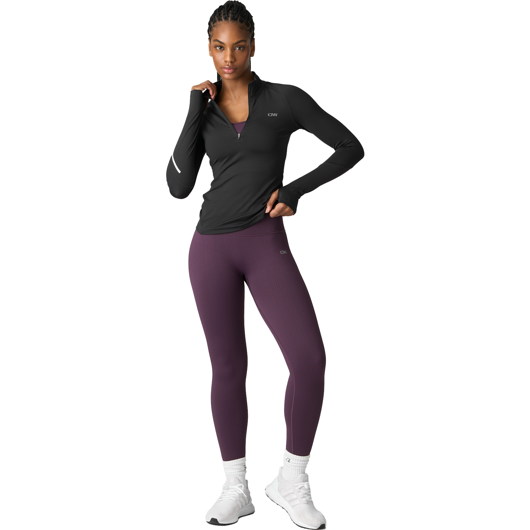 ICANIWILL, Everyday Long Sleeve 1/4 Stripe Zipper