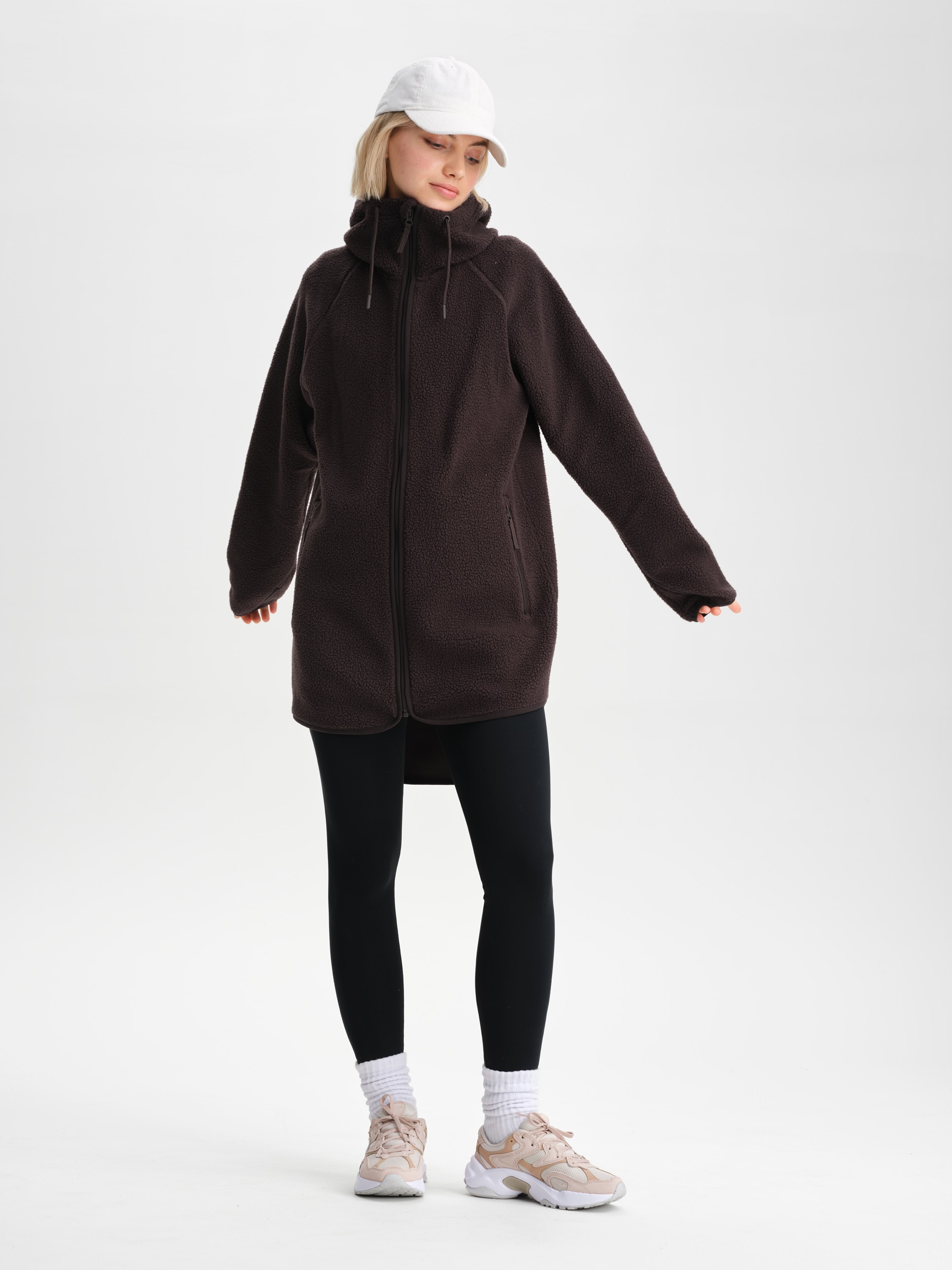 EVEREST, Pile Long Hood, l&aring;ng fleecetr&ouml;ja, dam