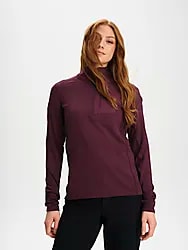 Structured Quarter Zip, Tekninen paita, Naisten - MAUVE WINE Model01 Small1x1