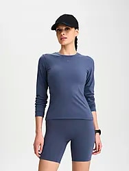 W SOFT FITNESS LONGSLEEVE - BLUE INDIGO Model01 Small1x1