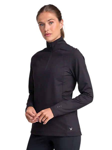 Black W Run Warm Zip