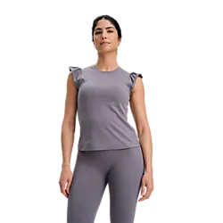W Soft Fitness Frill Top - Pigeon Grey Model01 Small1x1
