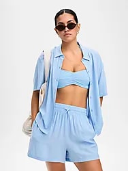 W BEACH DAY SHIRT - CANAL BLUE Model01 Small1x1