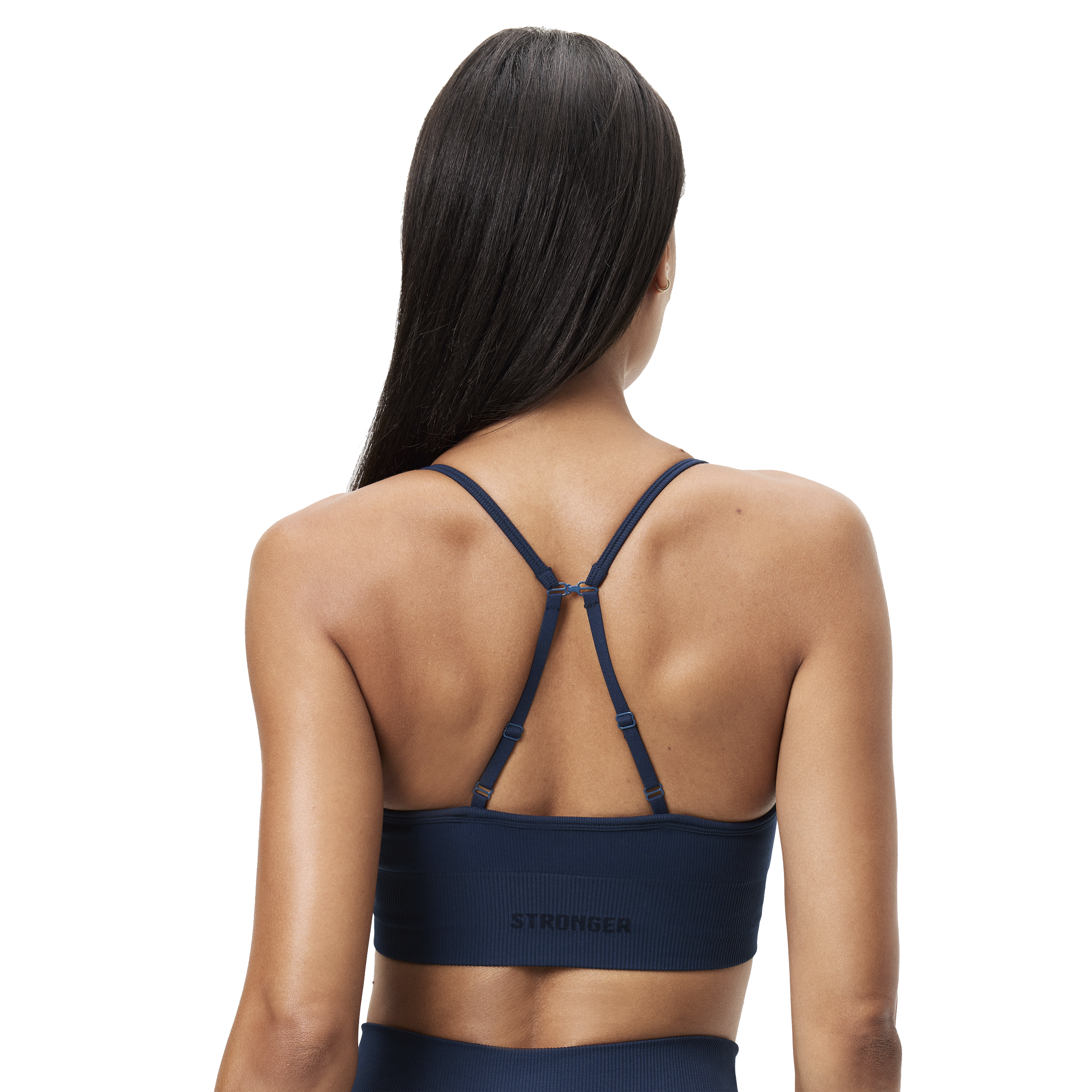 STRONGER, SEAMLESS RIBBED STRAP SPORTS BRA