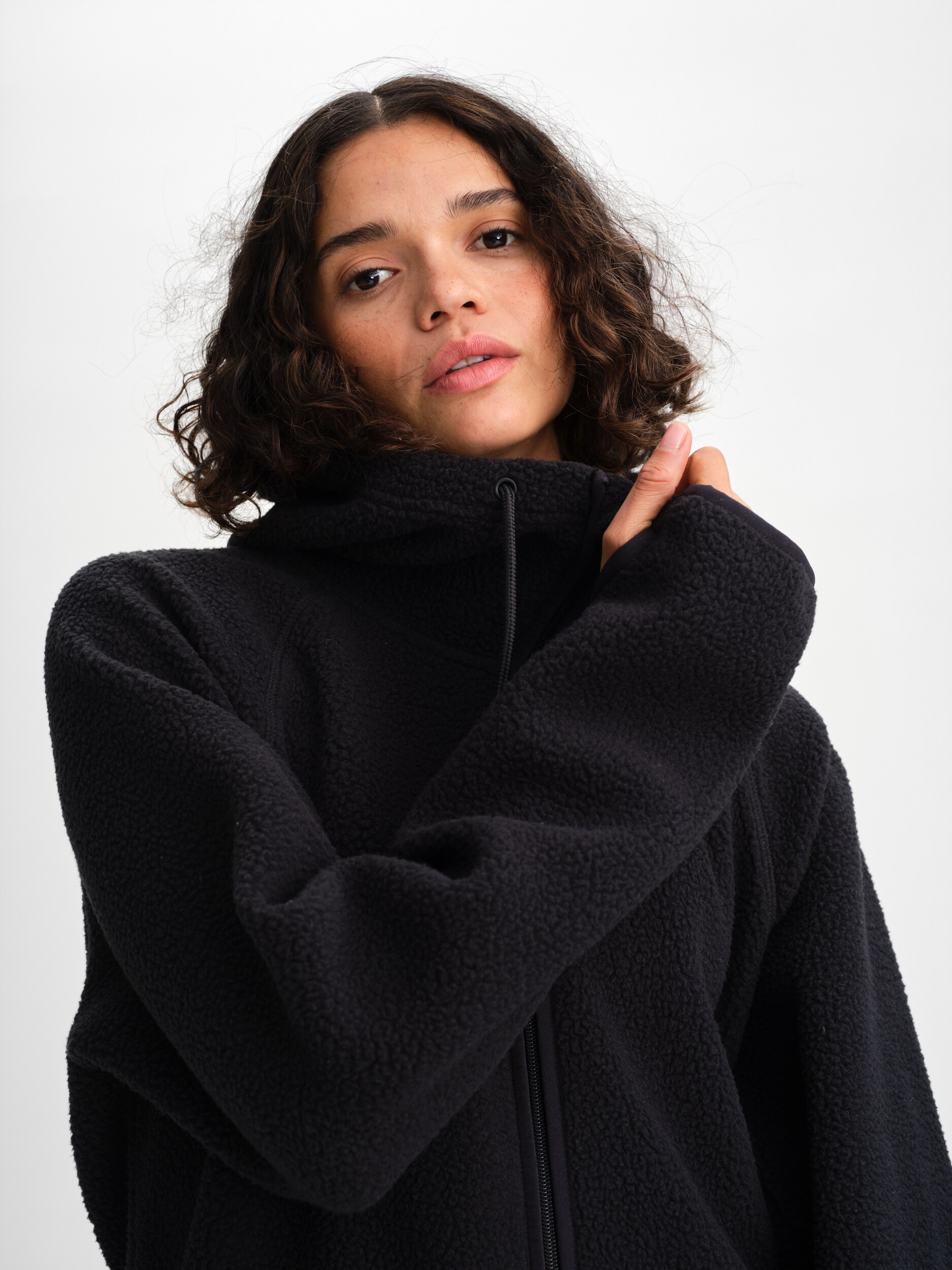 EVEREST, Pile Long Hood, l&aring;ng fleecetr&ouml;ja, dam