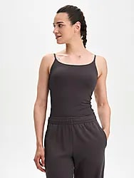 W SOFT STRAPY SINGLET - BROWN SLATE Model01 Small1x1