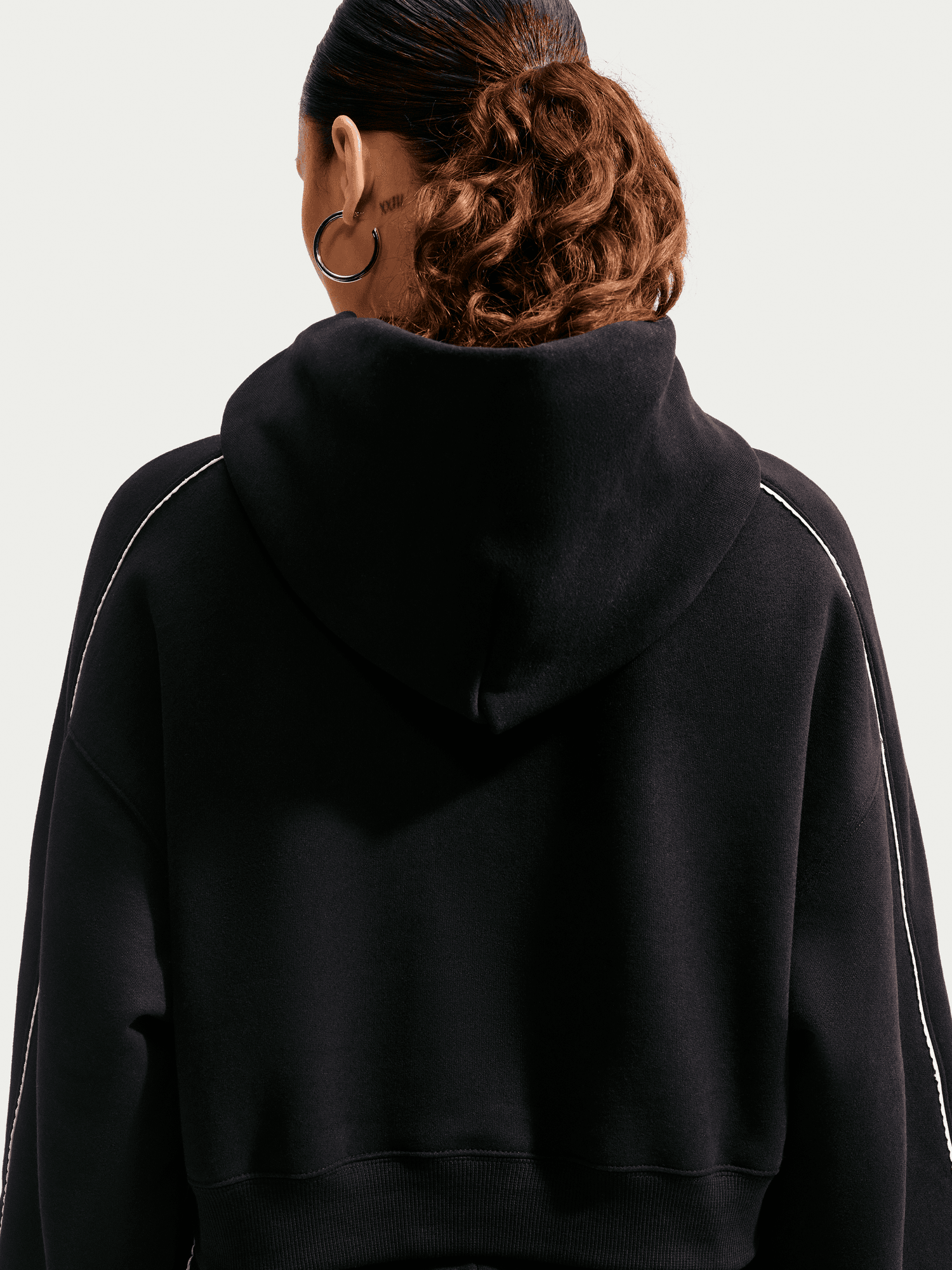NIKE, W STUDIO FLEECE OVERSIZE SCALLOP-TRIM HOODIE
