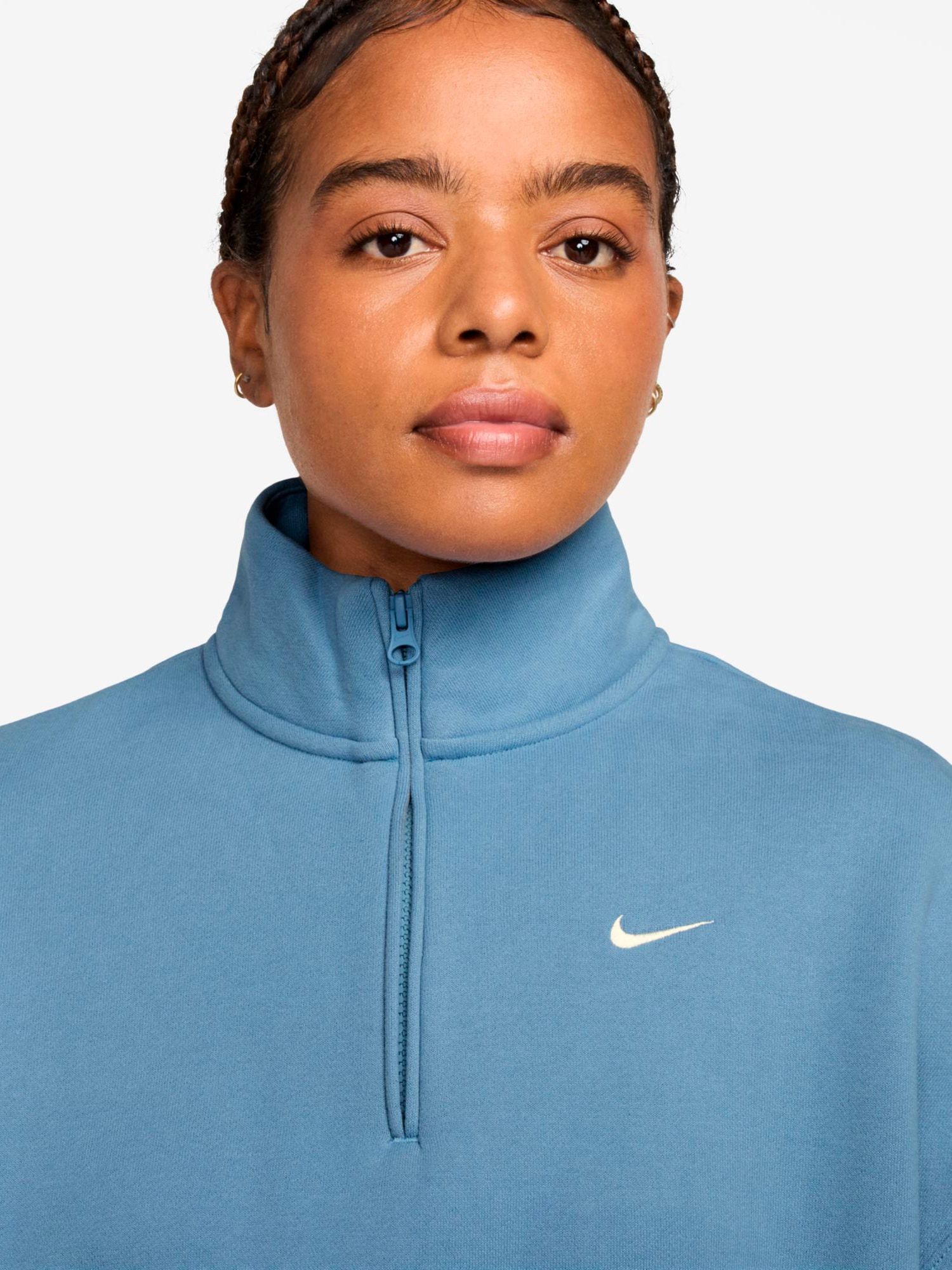 NIKE, W STUDIO FLEECE OVERSIZE 1/4-ZIP CROP TOP