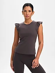 W Soft Fitness Frill Top - BROWN SLATE Model01 Small1x1