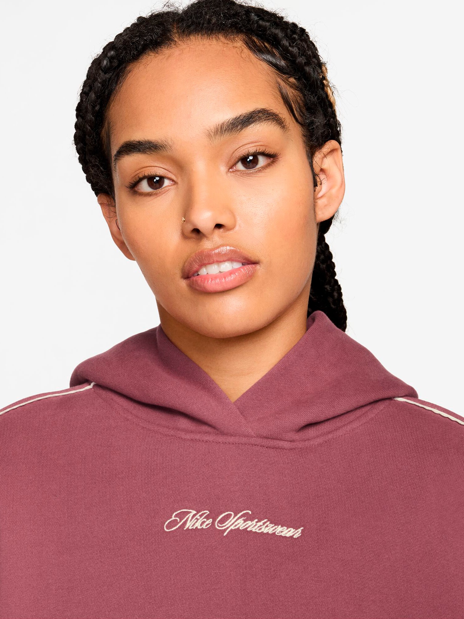 NIKE, W STUDIO FLEECE OVERSIZE SCALLOP-TRIM HOODIE