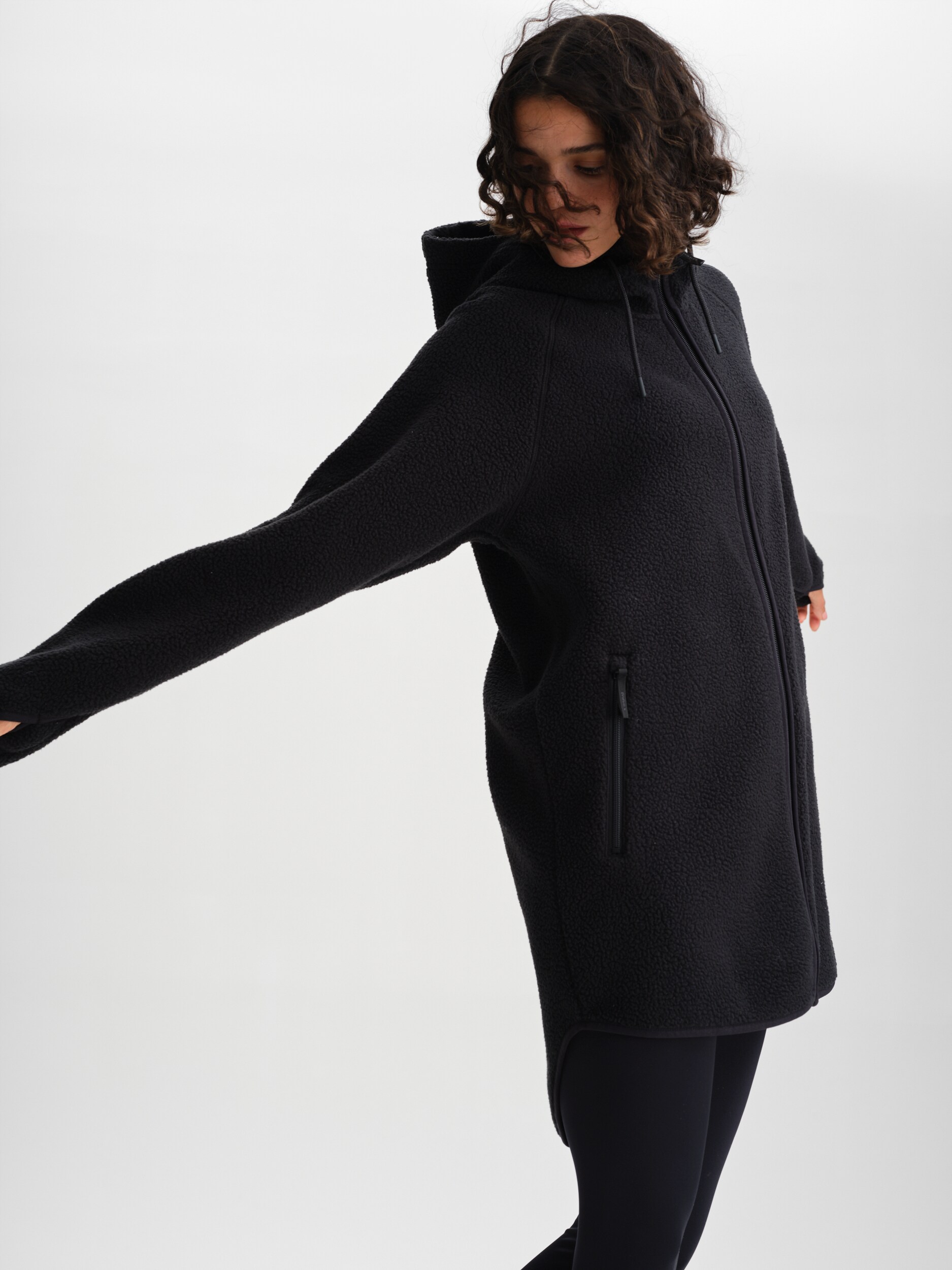 EVEREST, Pile Long Hood, l&aring;ng fleecetr&ouml;ja, dam