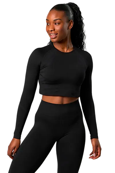 707764101101 ICANIWILL  Impact Seamless Ls Crop Top 707764101101 ICANIWILL Impact Seamless Ls Crop Top  Model01 Detail