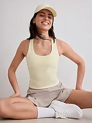 W LUNAR RUNNING SINGLET - LEMON WHITE Model01 Small1x1