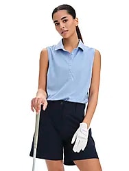 GOLF MESH SLEEVELESS POLO W - BEL AIR BLUE Model01 Small1x1