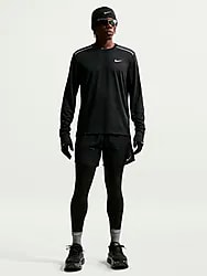 M NIKE MILER DRI FIT LONG SLEEVE RUNNING TOP - BLACK/REFLECTIVE Model01 Small1x1