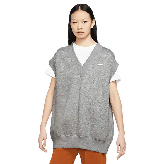 393627102101 NIKE W Phnx Flc Slvls V-Neck 393627102101 NIKE W Phnx Flc Slvls V-Neck Model01 Detail